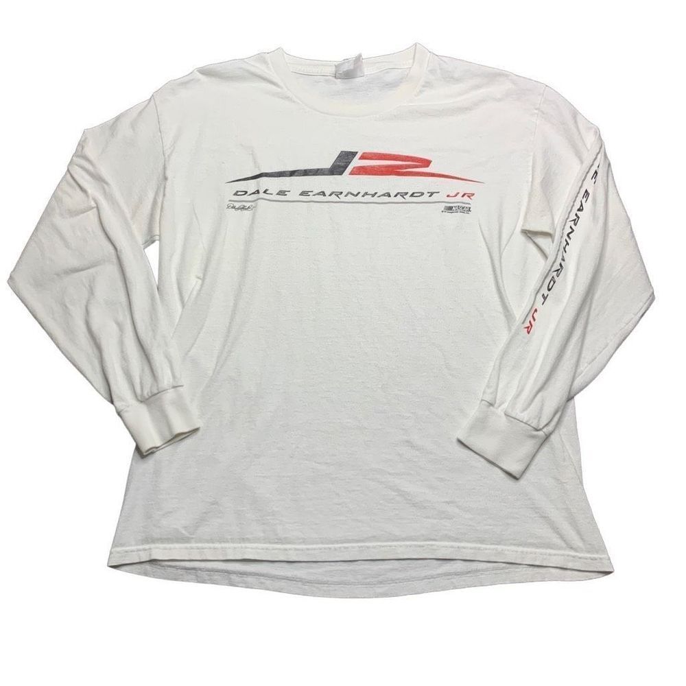 Vintage Chase Authentics Dale EarnhardtJr. #8 Mens L White Long Sleeve T Shirt - Picture 1 of 11